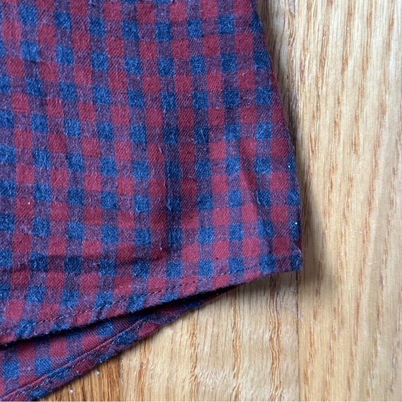 Scoop NYC Men’s Large Red Grey Check Long Sleeve Button Down Shirt Made in Italy - Picture 5 of 7